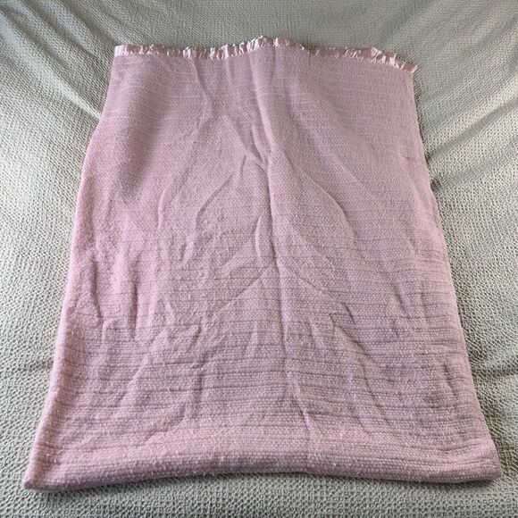 VTG Pink Acrylic Blanket Satin Trim Waffle Weave 66x88 Twin Size USA Excellent - Picture 4 of 12